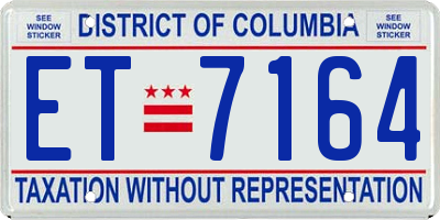 DC license plate ET7164