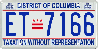 DC license plate ET7166