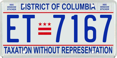 DC license plate ET7167