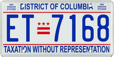 DC license plate ET7168