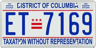 DC license plate ET7169