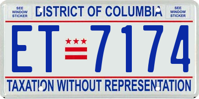 DC license plate ET7174