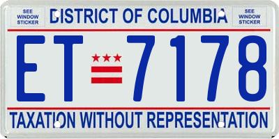 DC license plate ET7178