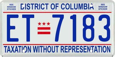 DC license plate ET7183