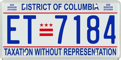 DC license plate ET7184