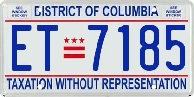 DC license plate ET7185