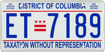 DC license plate ET7189