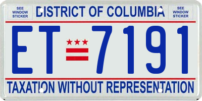 DC license plate ET7191