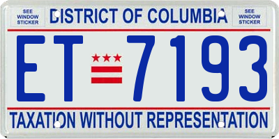 DC license plate ET7193