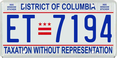 DC license plate ET7194