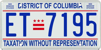 DC license plate ET7195