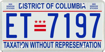 DC license plate ET7197