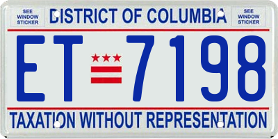 DC license plate ET7198