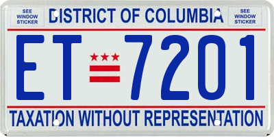 DC license plate ET7201
