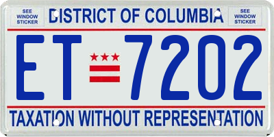 DC license plate ET7202
