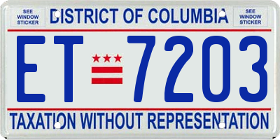 DC license plate ET7203