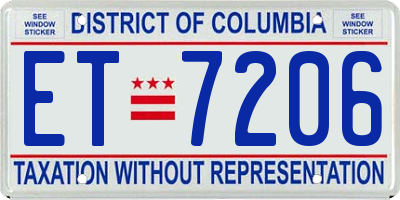 DC license plate ET7206