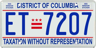 DC license plate ET7207