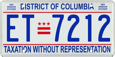 DC license plate ET7212