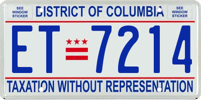 DC license plate ET7214