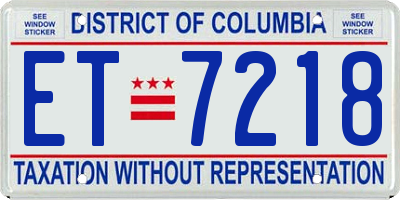 DC license plate ET7218
