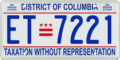 DC license plate ET7221