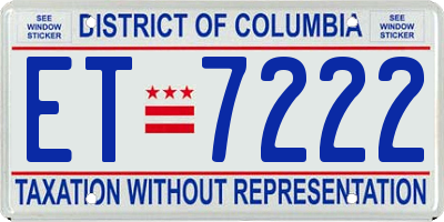 DC license plate ET7222