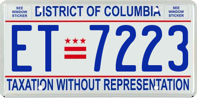 DC license plate ET7223