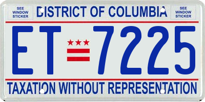 DC license plate ET7225