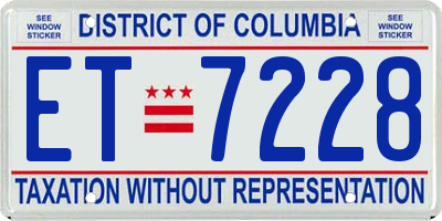 DC license plate ET7228