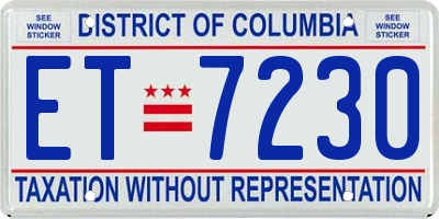 DC license plate ET7230