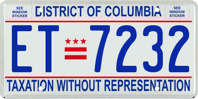 DC license plate ET7232