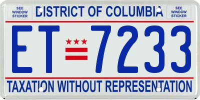 DC license plate ET7233