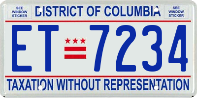 DC license plate ET7234