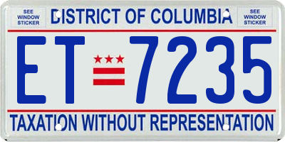 DC license plate ET7235