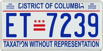 DC license plate ET7239