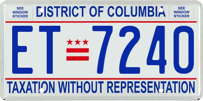 DC license plate ET7240