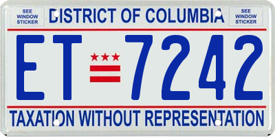 DC license plate ET7242