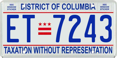DC license plate ET7243