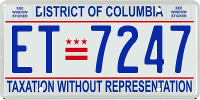 DC license plate ET7247