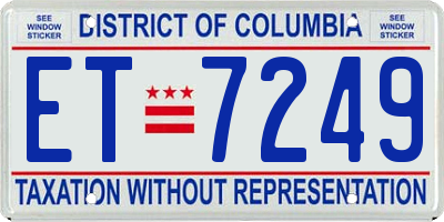 DC license plate ET7249