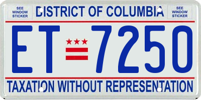 DC license plate ET7250
