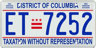 DC license plate ET7252