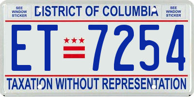 DC license plate ET7254