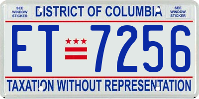 DC license plate ET7256