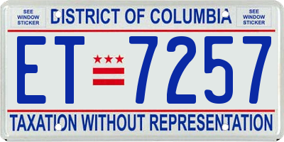 DC license plate ET7257