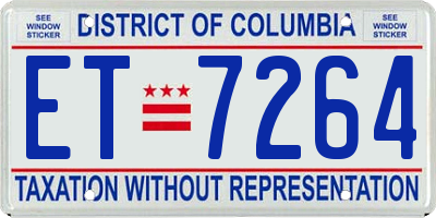 DC license plate ET7264