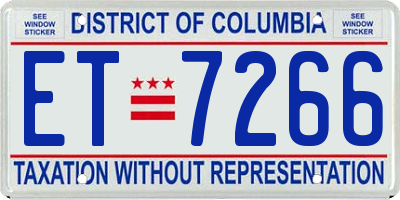 DC license plate ET7266