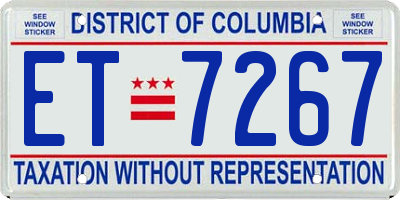 DC license plate ET7267