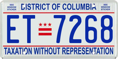 DC license plate ET7268